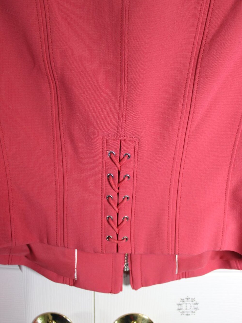White House Black Market Cropped Pink Moto Jacket Blazer with Corset Tie Details - Picture 9 of 12